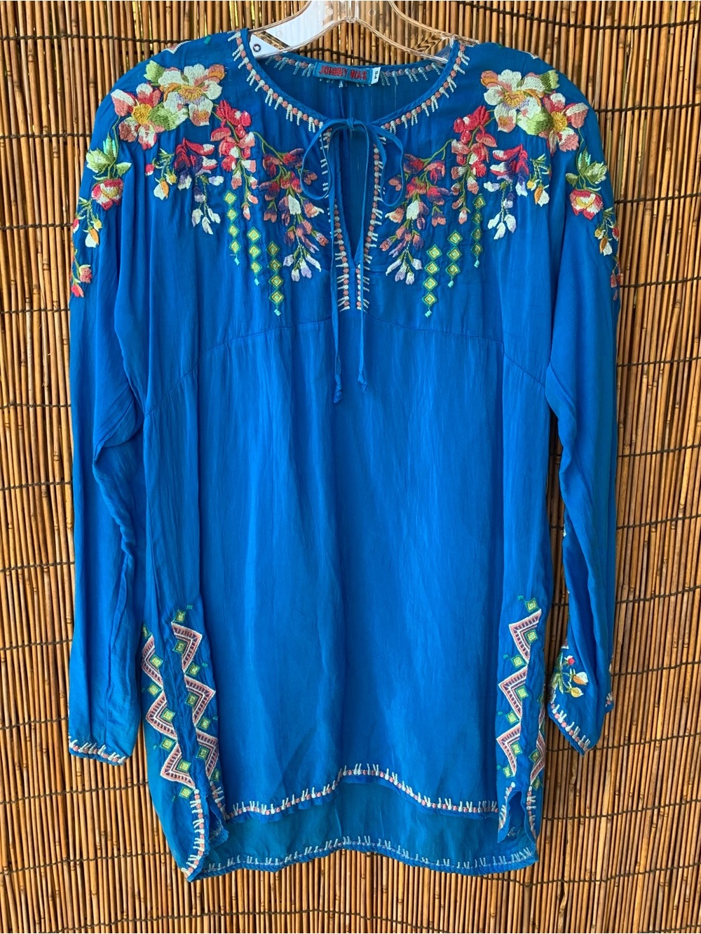 Johnny Was Blue  Embroidered Tunic Top/Blouse size PS